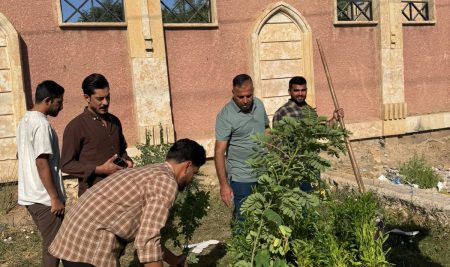 كلية التربية للعلوم الإنسانية تنظم حملة توعوية لغرس الأشجار والورود أمام بوابة الكلية