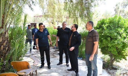 السيد عميد كلية التربية للعلوم الإنسانية يواصل متابعته لأعمال تأهيل القاعات الدراسية والحدائق الخاصة بكلية الإعلام الرقمي