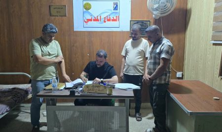 السيد عميد كلية التربية للعلوم الإنسانية يتفقد الحرس الليلي وخفر الدفاع المدني
